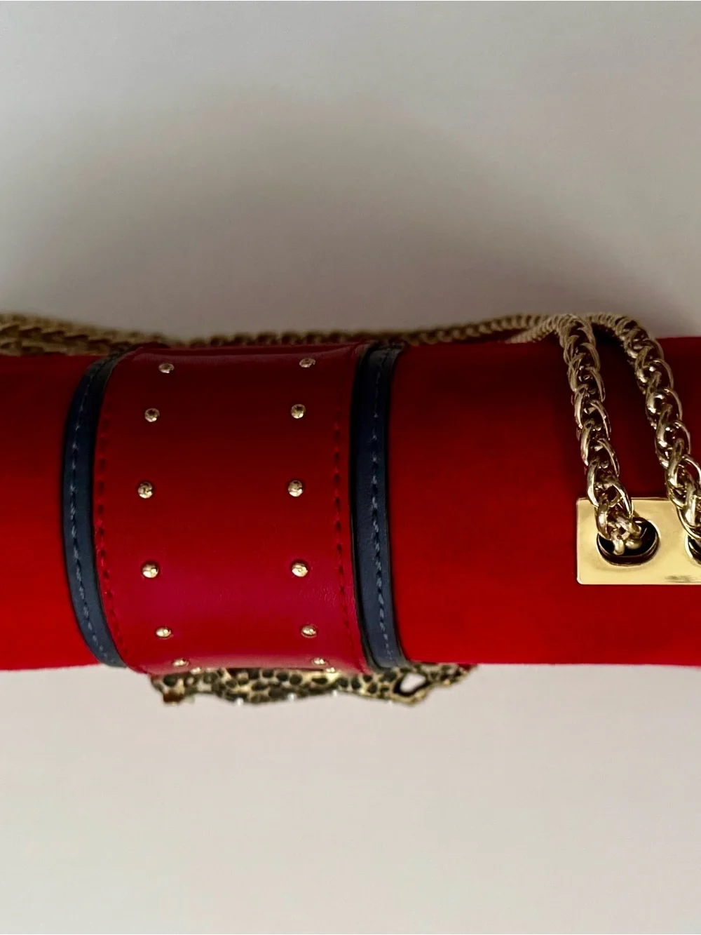 Topshop Red and Gold Panther Emblem Mini Shoulder Crossbody Bag